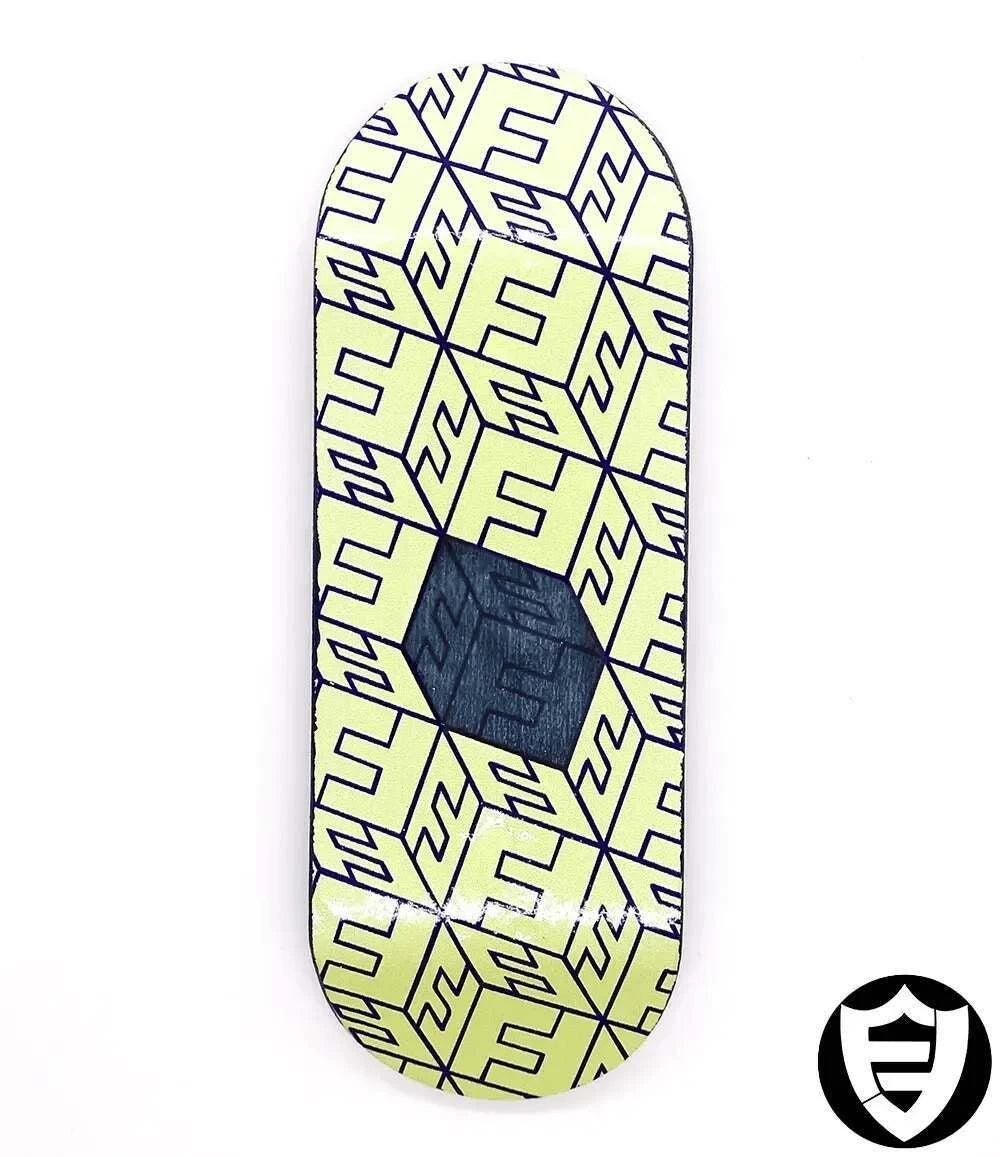 FlatFace X Cowply Top Blue FF Cubes Beige SE G16 33.6mm - Caramel Fingerboards - Fingerboard store