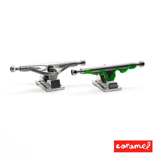 Green Halloween Caramel Fingerboard Trucks - Caramel Fingerboards - Fingerboard store