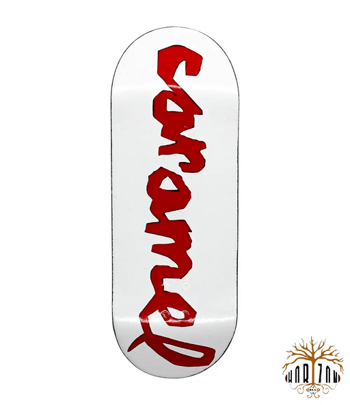 Horizon x Caramel White Logo Fingerboard Deck 34mm - Caramel Fingerboards - Fingerboard store