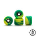 Industry x Caramel Green Yellow Swirl Hybrid Fingerboard Wheels 7.2mm - Caramel Fingerboards - Fingerboard store