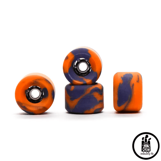 Industry x Caramel Orange Purple Swirl Hybrid Fingerboard Wheels 7.2mm - Caramel Fingerboards - Fingerboard store