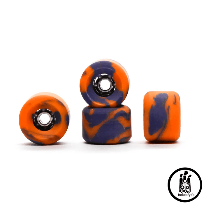 Industry x Caramel Orange Purple Swirl Hybrid Fingerboard Wheels 7.2mm - Caramel Fingerboards - Fingerboard store