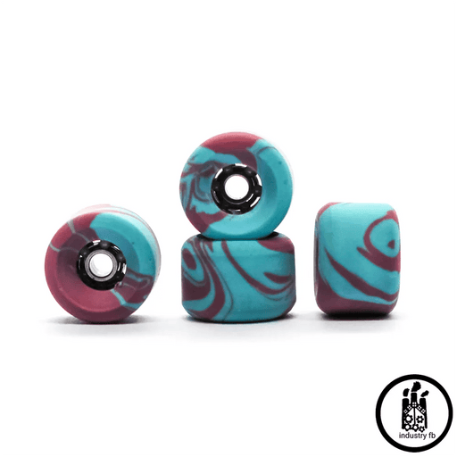Industry x Caramel Skyblue Purple Swirl Hybrid Duals Fingerboard Wheels 7.2mm - Caramel Fingerboards - Fingerboard store