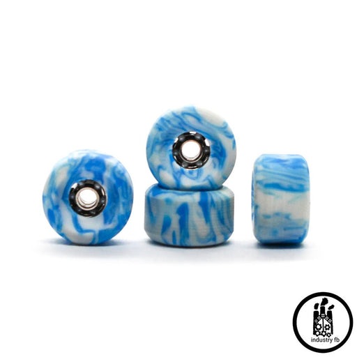 Industry x Caramel White and Blue Hybrid Fingerboard Wheels 7.5mm - Caramel Fingerboards - Fingerboard store