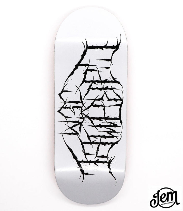 Jem x Caramel White Fingerboard Deck 34mm - Caramel Fingerboards - Fingerboard store