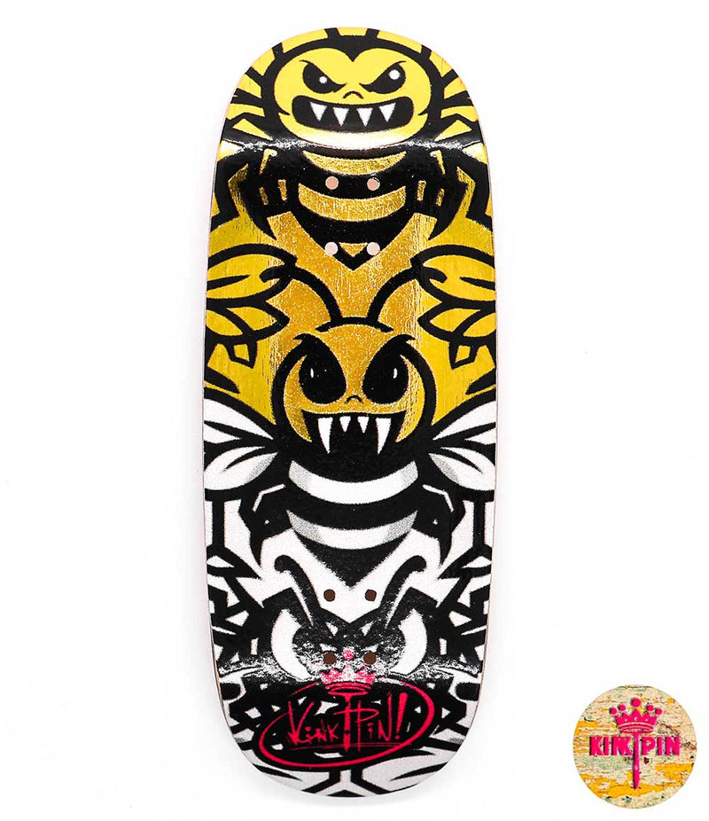 Kinkpin Killer Bees On Gold Fingerboard Deck 34mm - Caramel Fingerboards - Fingerboard store