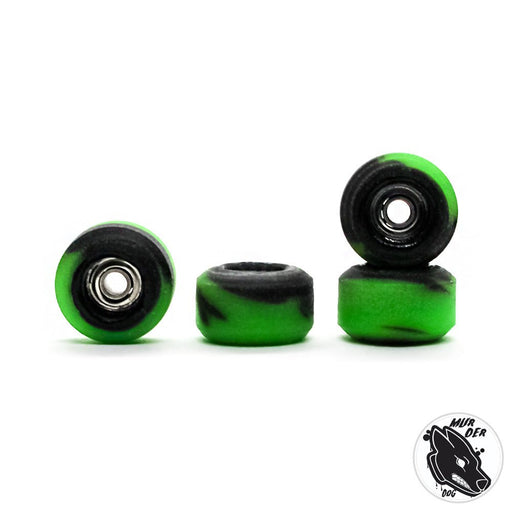 Murder recycled green - black fingerboard wheels 8mm - Caramel Fingerboards - Fingerboard store