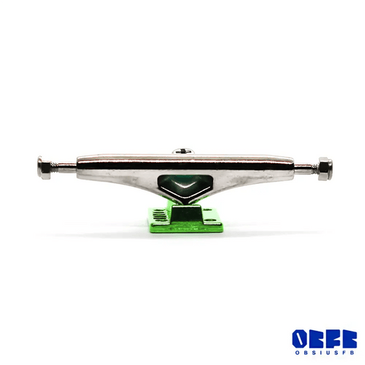 Obsius Fingerboard Trucks Silver/Green 34mm - Caramel Fingerboards - Fingerboard store