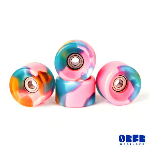 Obsius Fingerboard Wheels Bowl Pink - Green 7.5mm - Caramel Fingerboards - Fingerboard store