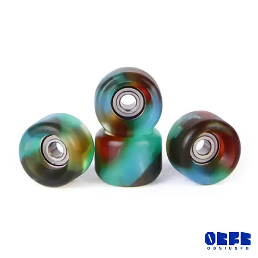 Obsius Fingerboard Wheels Mini Green - Amber 6.4mm - Caramel Fingerboards - Fingerboard store