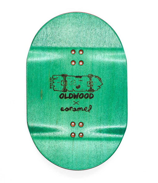 Oldwood x Caramel green fingerboard deck 70mm - Caramel Fingerboards - Fingerboard store
