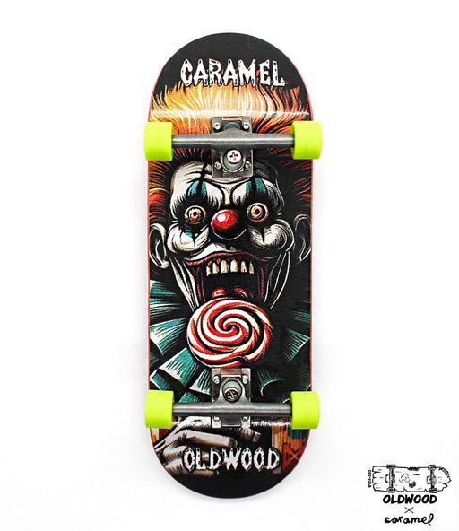 Oldwood x Caramel lime wheels complete fingerboard 33mm - Caramel Fingerboards - Fingerboard store