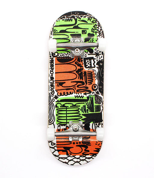 Oldwood x Caramel orange/green complete fingerboard 34mm - Caramel Fingerboards - Fingerboard store