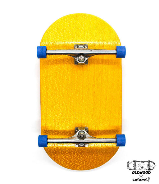 Oldwood x Caramel yellow complete fingerboard 50mm - Caramel Fingerboards - Fingerboard store