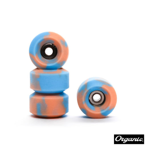 Organic blue/salmon swirl fingerboard wheels - Caramel Fingerboards - Fingerboard store