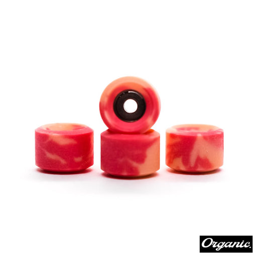 Organic pink/salmon swirl fingerboard wheels - Caramel Fingerboards - Fingerboard store