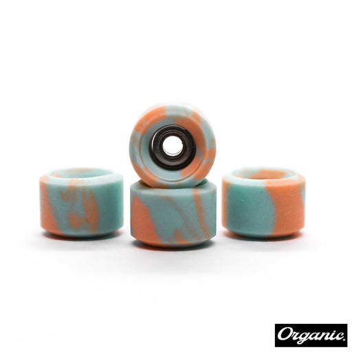 Organic salmon/aqua swirl fingerboard wheels - Caramel Fingerboards - Fingerboard store