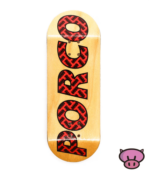 Porco Red Logo Fingerboard Deck 33mm - Caramel Fingerboards - Fingerboard store