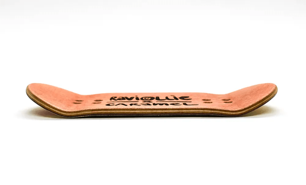 Raviollie x Caramel White Fingerboard Deck 33.5mm - Caramel Fingerboards - Fingerboard store