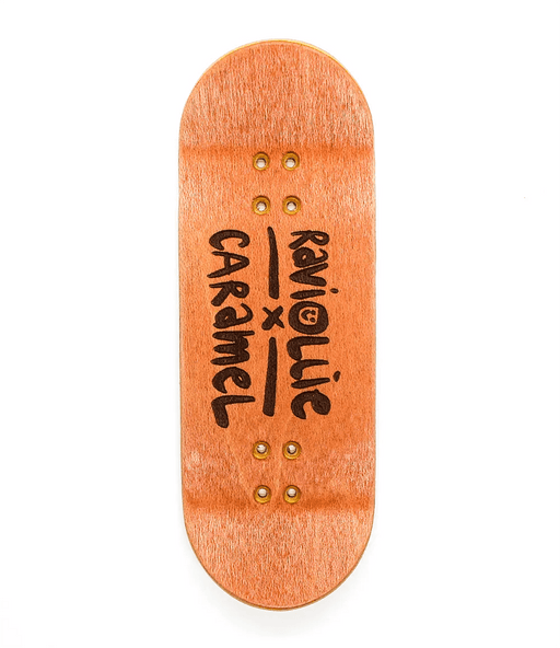 Raviollie x Caramel White Fingerboard Deck 33.5mm - Caramel Fingerboards - Fingerboard store