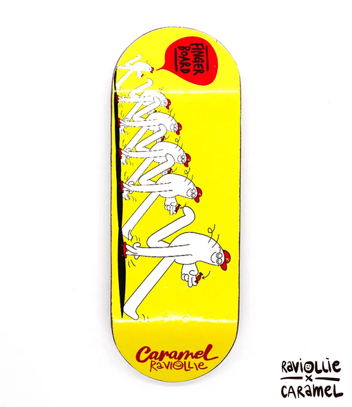 Raviollie x Caramel Yellow In Line Fingerboard Deck 34mm - Caramel Fingerboards - Fingerboard store
