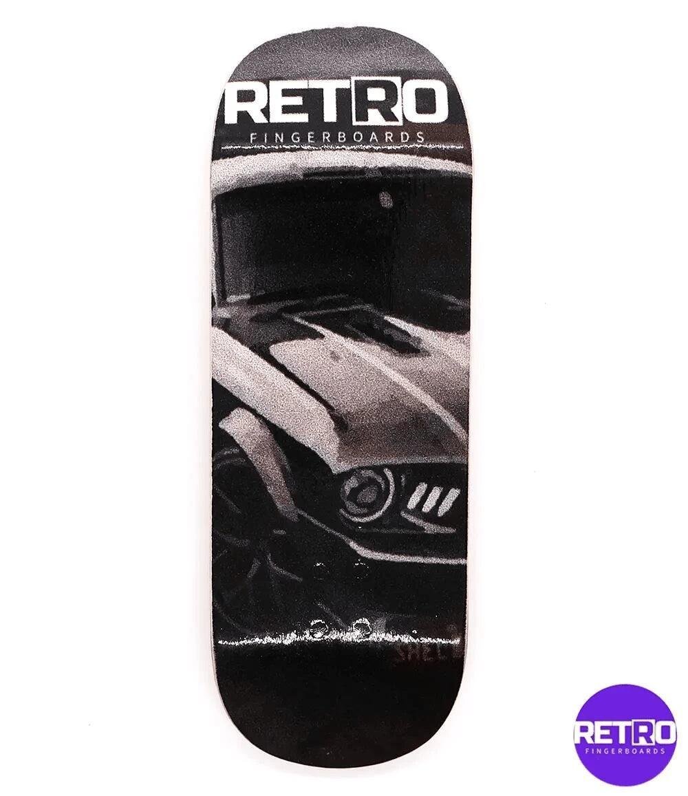 Retro Black and White Car Fingerboard Deck 33mm - Caramel Fingerboards - Fingerboard store