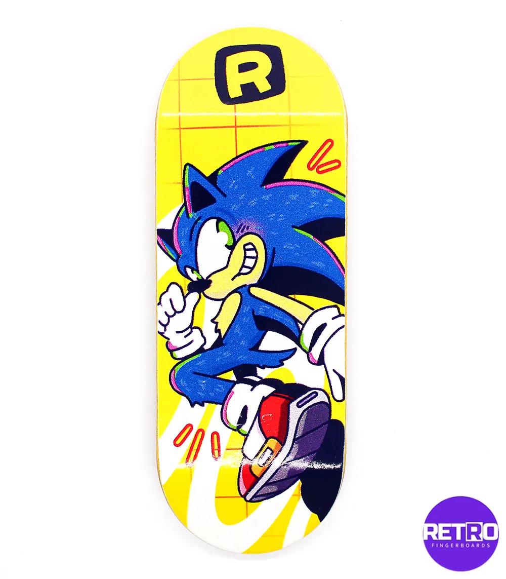 Retro Blue Hedgehog Fingerboard Deck - Caramel Fingerboards - Fingerboard store