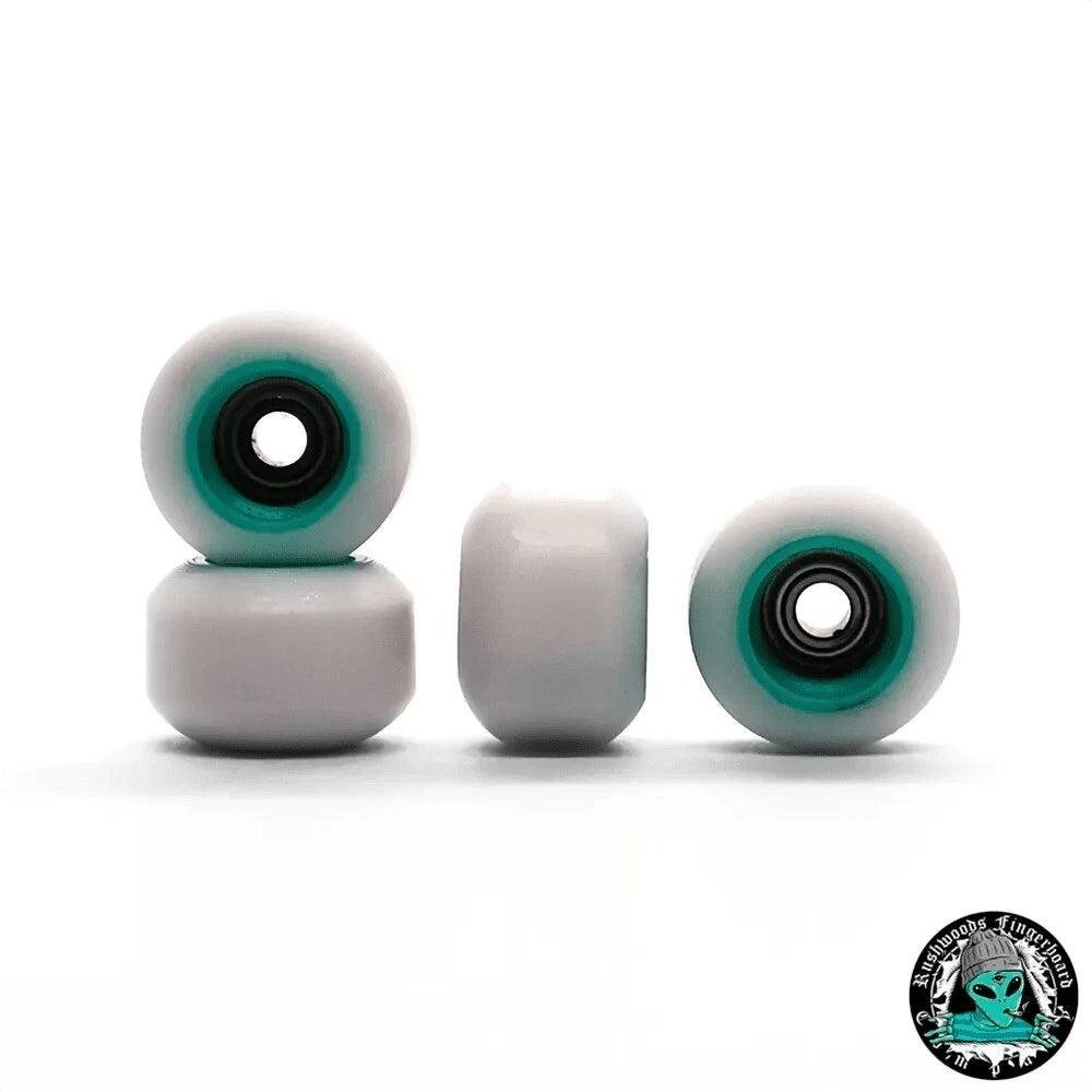 Rushwoods x Caramel Green/White Fingerboard Wheels - Caramel Fingerboards - Fingerboard store