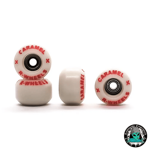 Rushwoods x Caramel Red Letters Fingerboard Wheels - Caramel Fingerboards - Fingerboard store