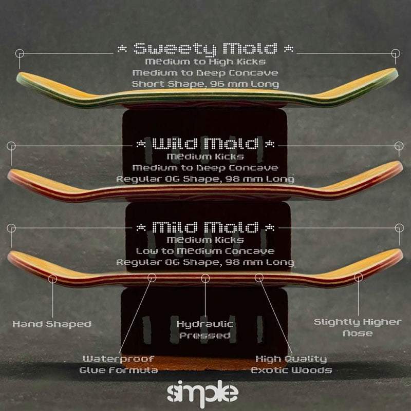 Simple wood fingerboard deck 33.2mm - Caramel Fingerboards - Fingerboard store