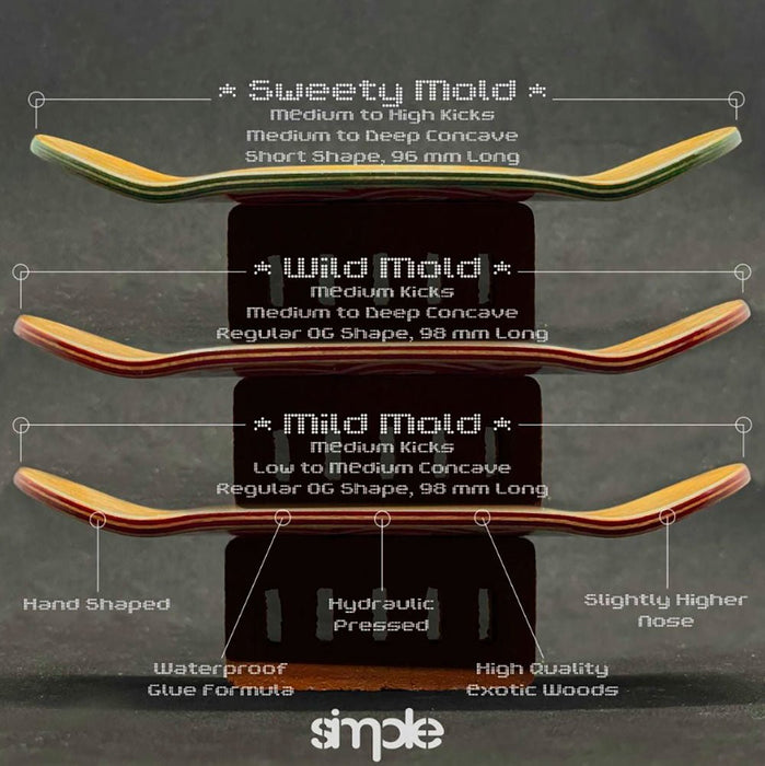 Simple skating fingerboard deck 34mm - Caramel Fingerboards - Fingerboard store