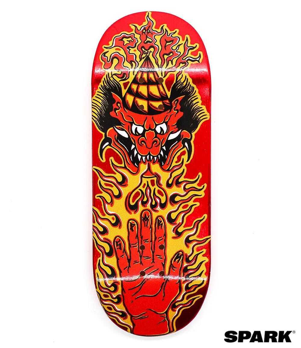 Spark Oni Flame Red Metal Foil Fingerboard Deck - Caramel Fingerboards - Fingerboard store