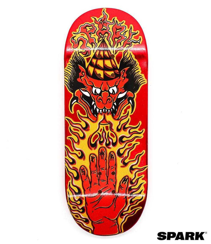 Spark Oni Flame Red Metal Foil Fingerboard Deck - Caramel Fingerboards - Fingerboard store