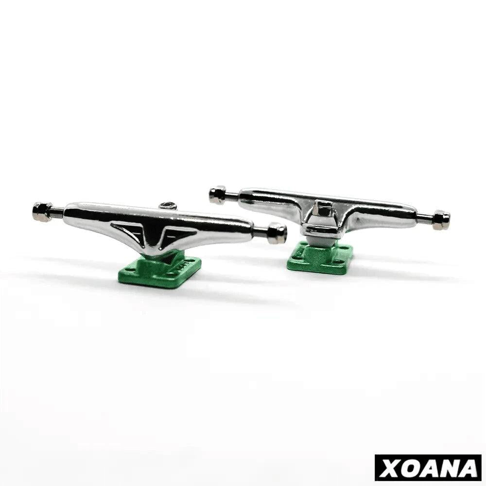 Xoana Silver-Green Fingerboard Trucks - Caramel Fingerboards - Fingerboard store